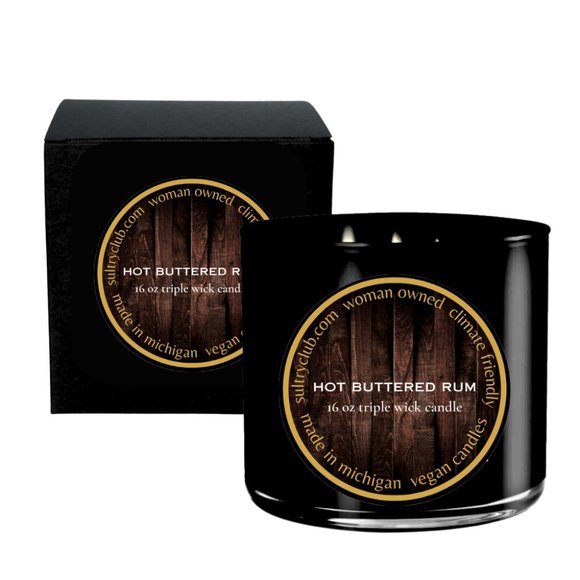 Buttered Rum Triple Wick Candle - Picture 1 of 2